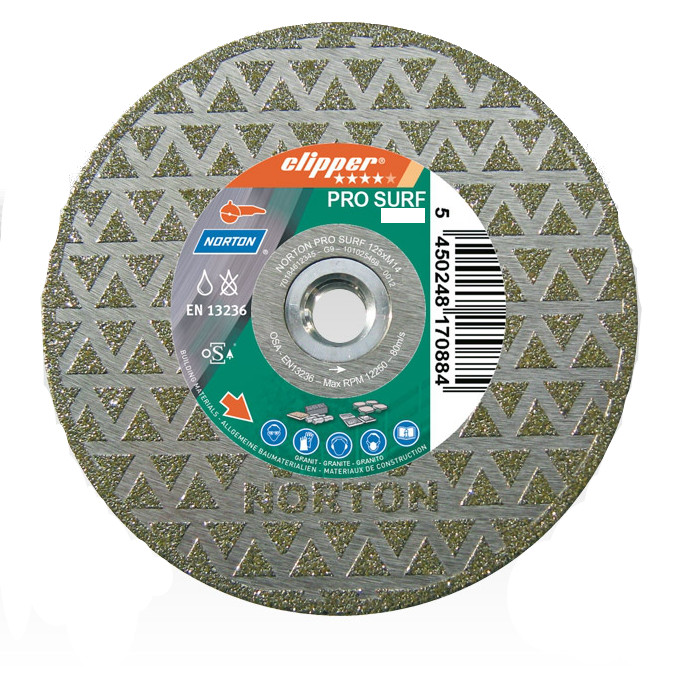 Disque diamant NORTON PRO SURF Diam. 230 mm Alésage 70/22.23 + Flasque - 70184640592