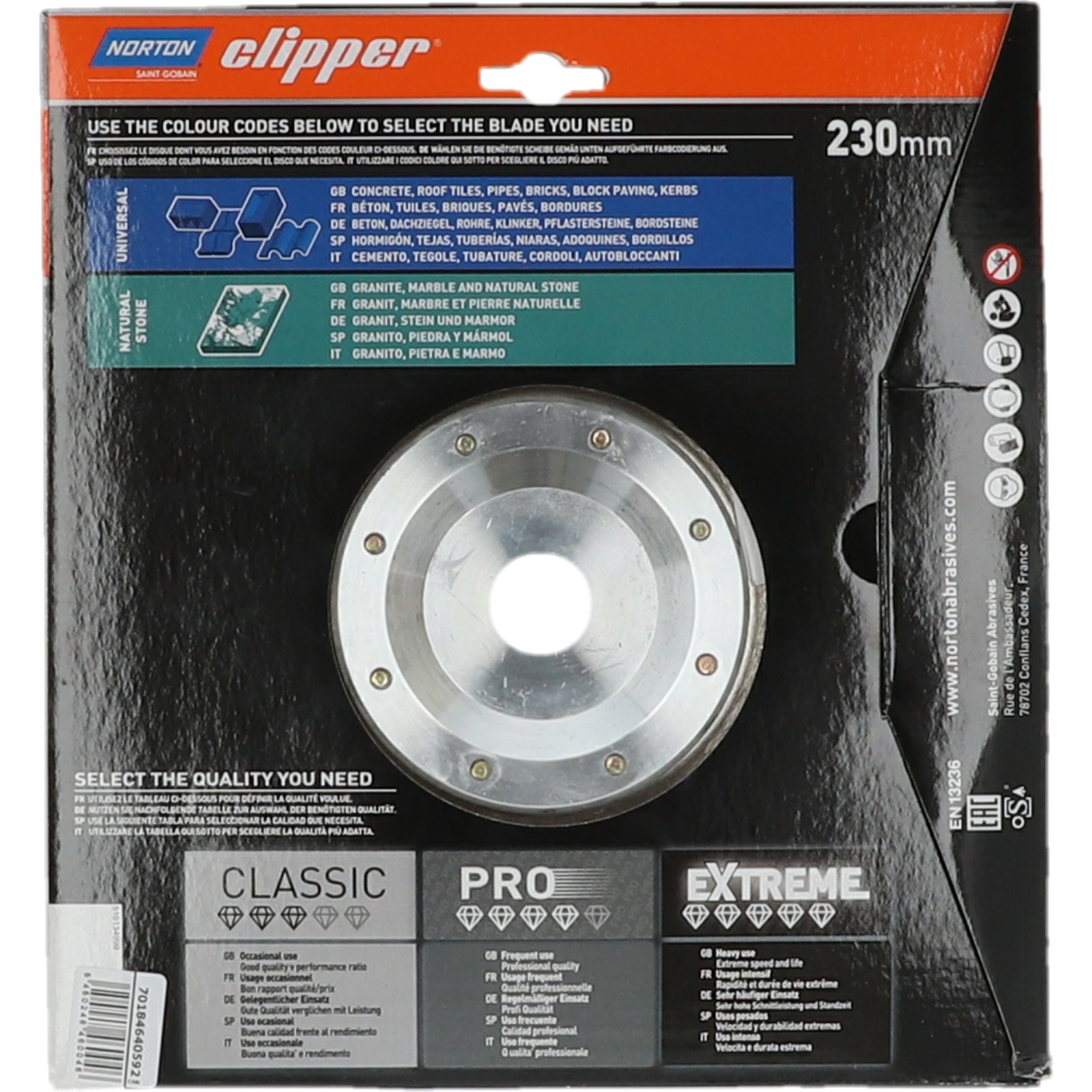Disque diamant NORTON PRO SURF Diam. 230 mm Alésage 70/22.23 + Flasque - 70184640592