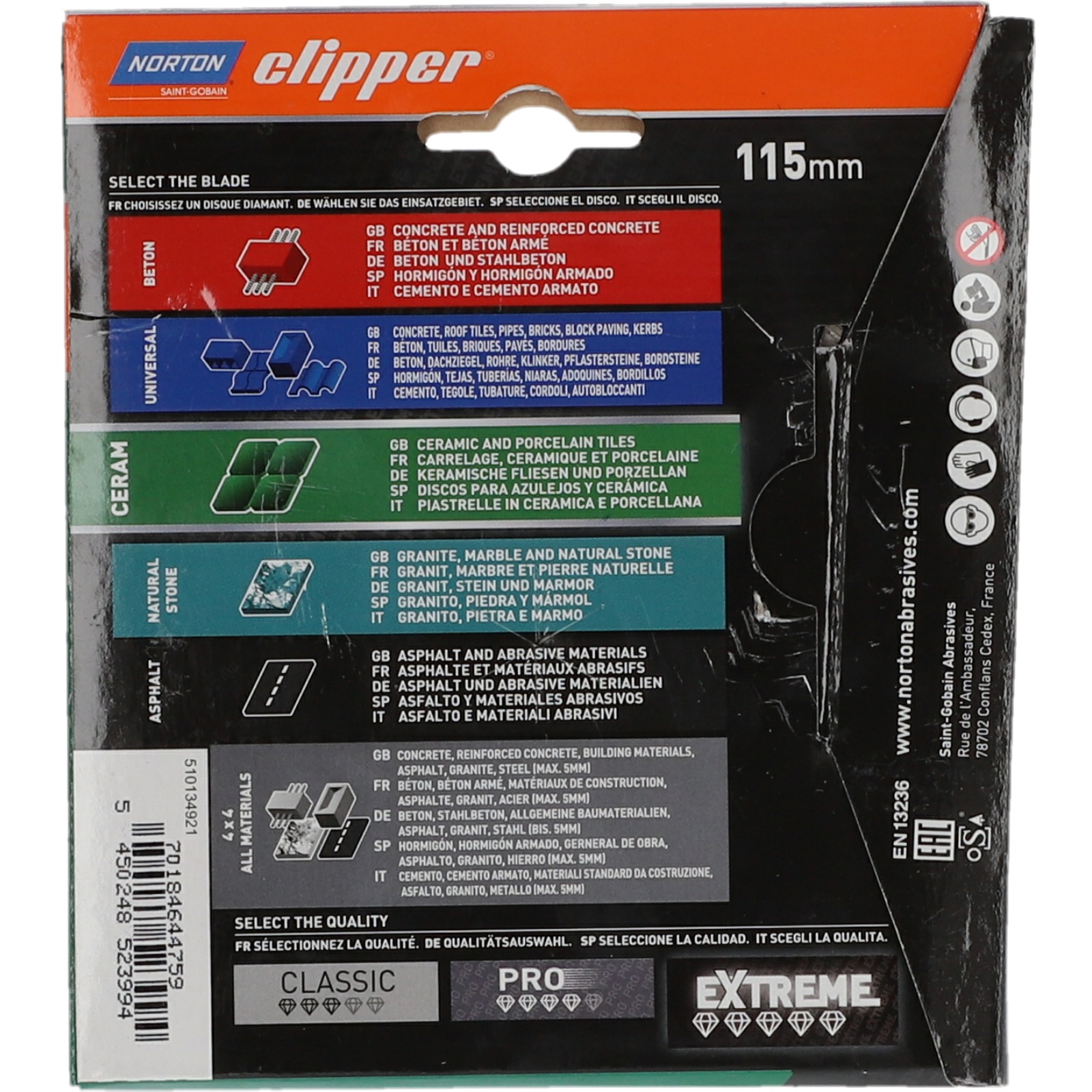 Disque diamant NORTON Super Grés XT Evo Diam. 115 mm Alésage 22.23 - 70184644759