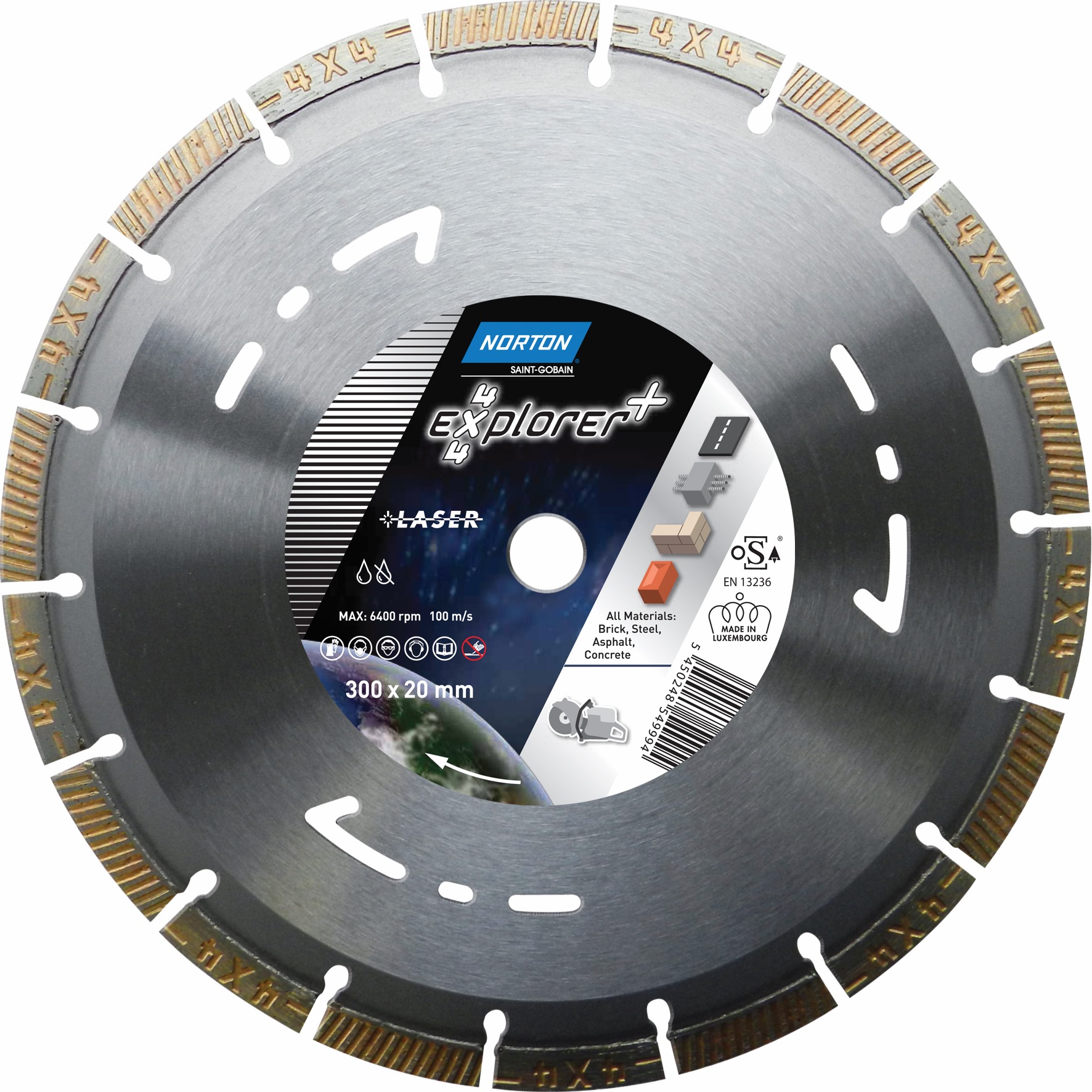 Disque diamant NORTON 4*4 EXPLORER + Multi Usage Diam. 300 mm Alésage 20 - 70184646881