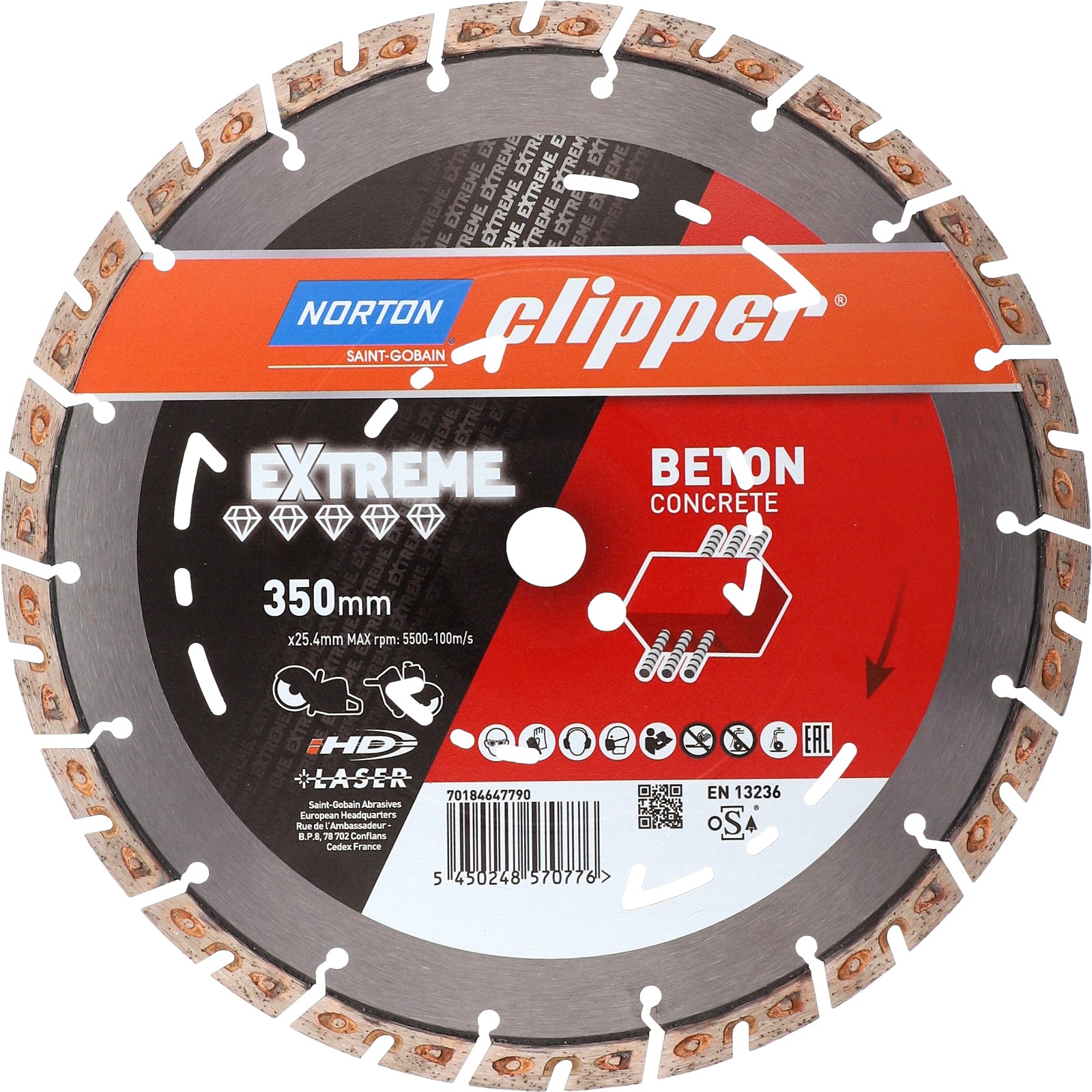 Disque diamant EXTREME BETON NORTON - 350x25,4 mm 70184647790