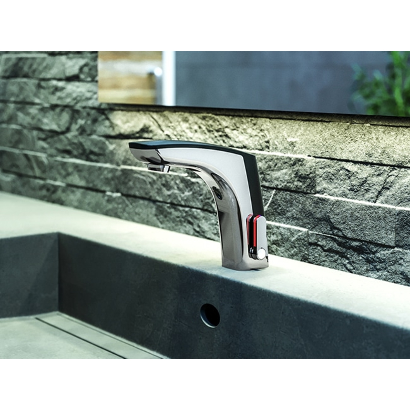 Mitigeur lavabo sur plage 3 l/min piles 6V chrome PRESTO - 55385