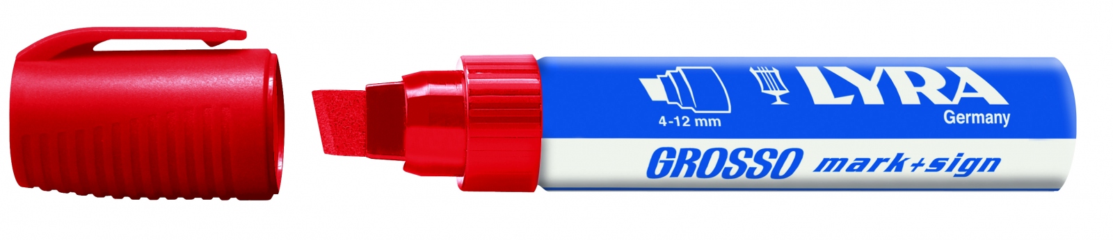 MARQUEUR PERMANENT LYRA GROSSO ROUGE MARK+SIGN POINTE BISEAUTÉE 4-12 MM - BOÎTE DE 10 - 4030017