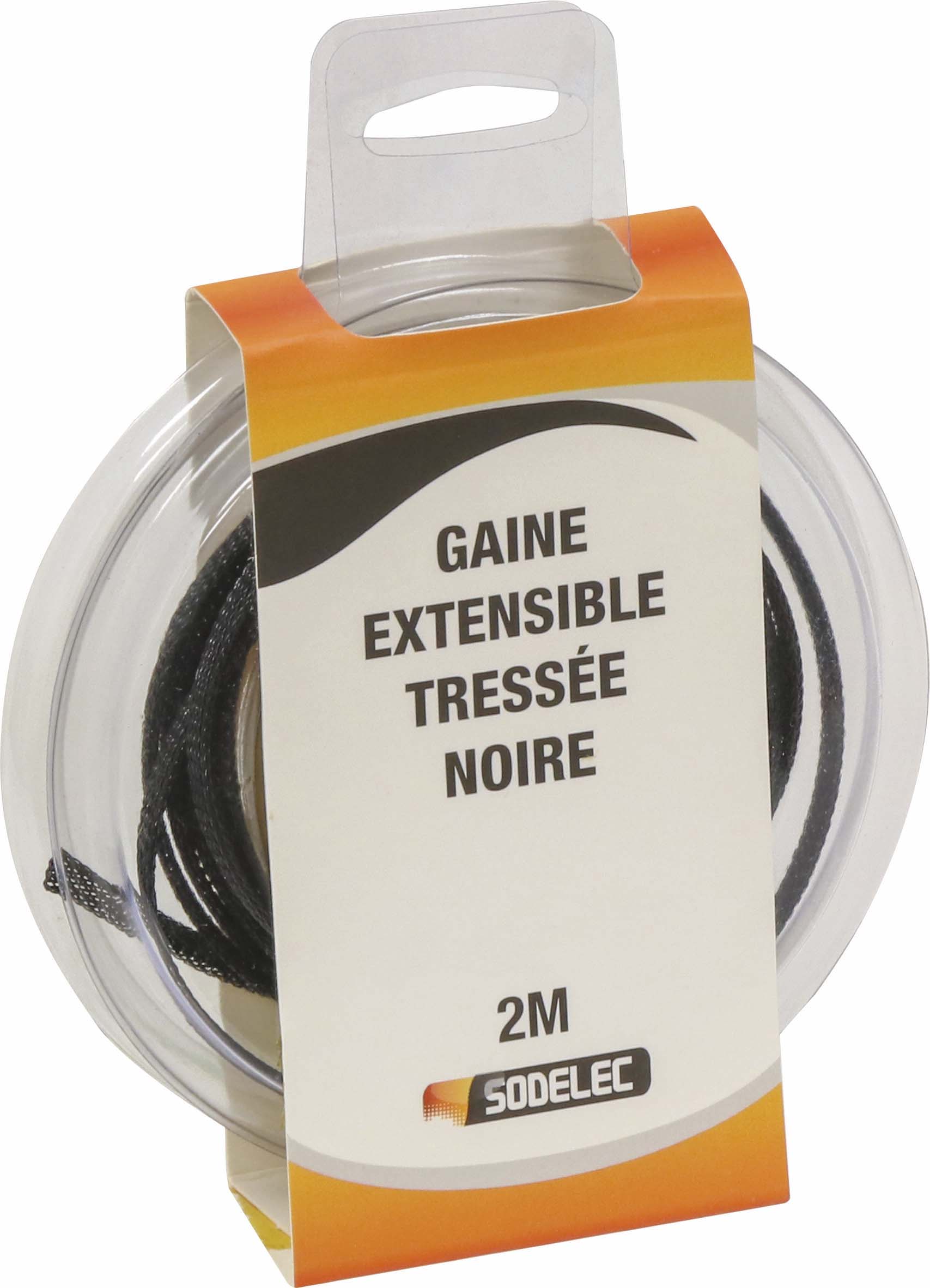 Blister de gaine extensible tressee 2m noire pour cable 1 SODELEC - 02800
