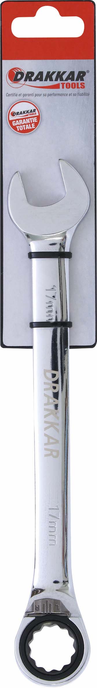 Cle mixte coudee cliquet 17mm 72d/carte dt DRAKKAR TOOLS - 12637