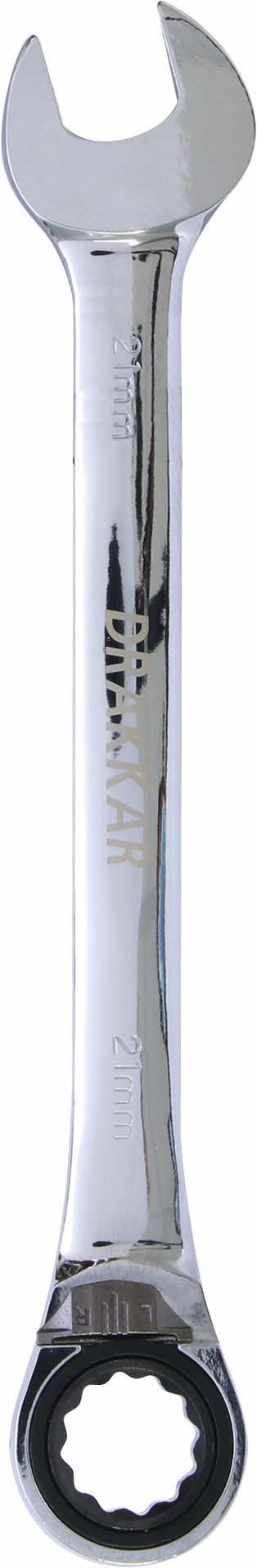 Cle mixte coudee cliquet 21mm 72 dents dt sur carte DRAKKAR TOOLS - 12642