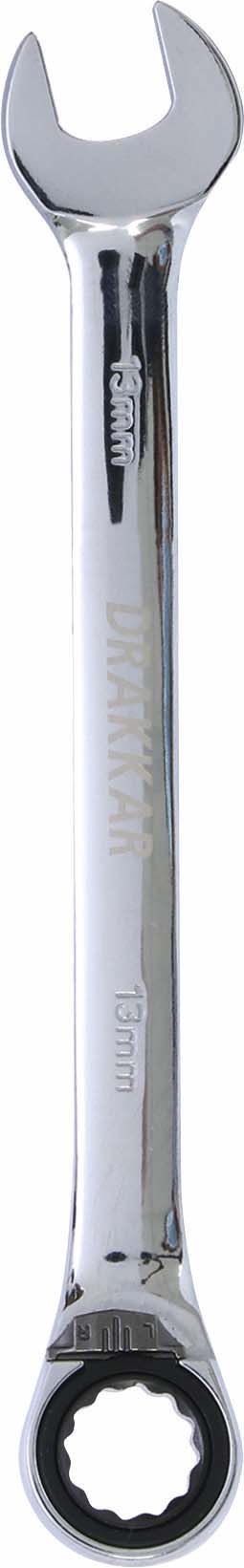 Cle mixte coudee cliquet 13mm 72d/carte dt DRAKKAR TOOLS - 12676