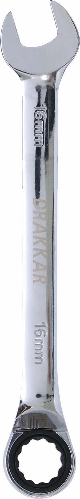 Cle mixte coudee cliquet 16mm 72 dents dt /carte DRAKKAR TOOLS - 12695