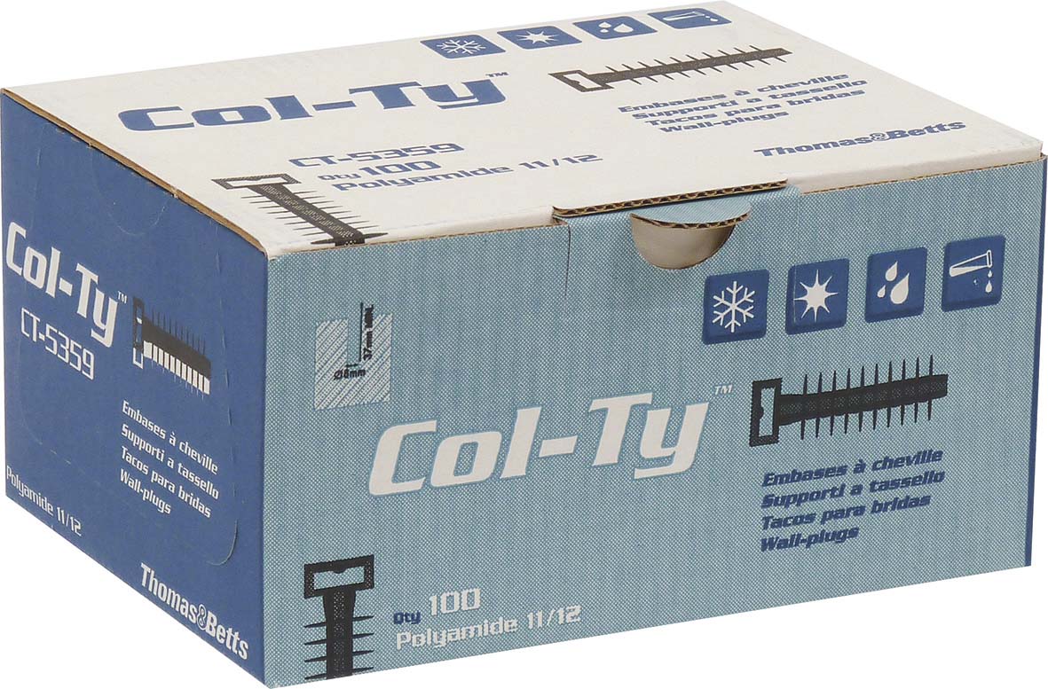 Cheville nylon d'installation Col-ty 8mm noir - lot de 100 pcs COL TY - 16707