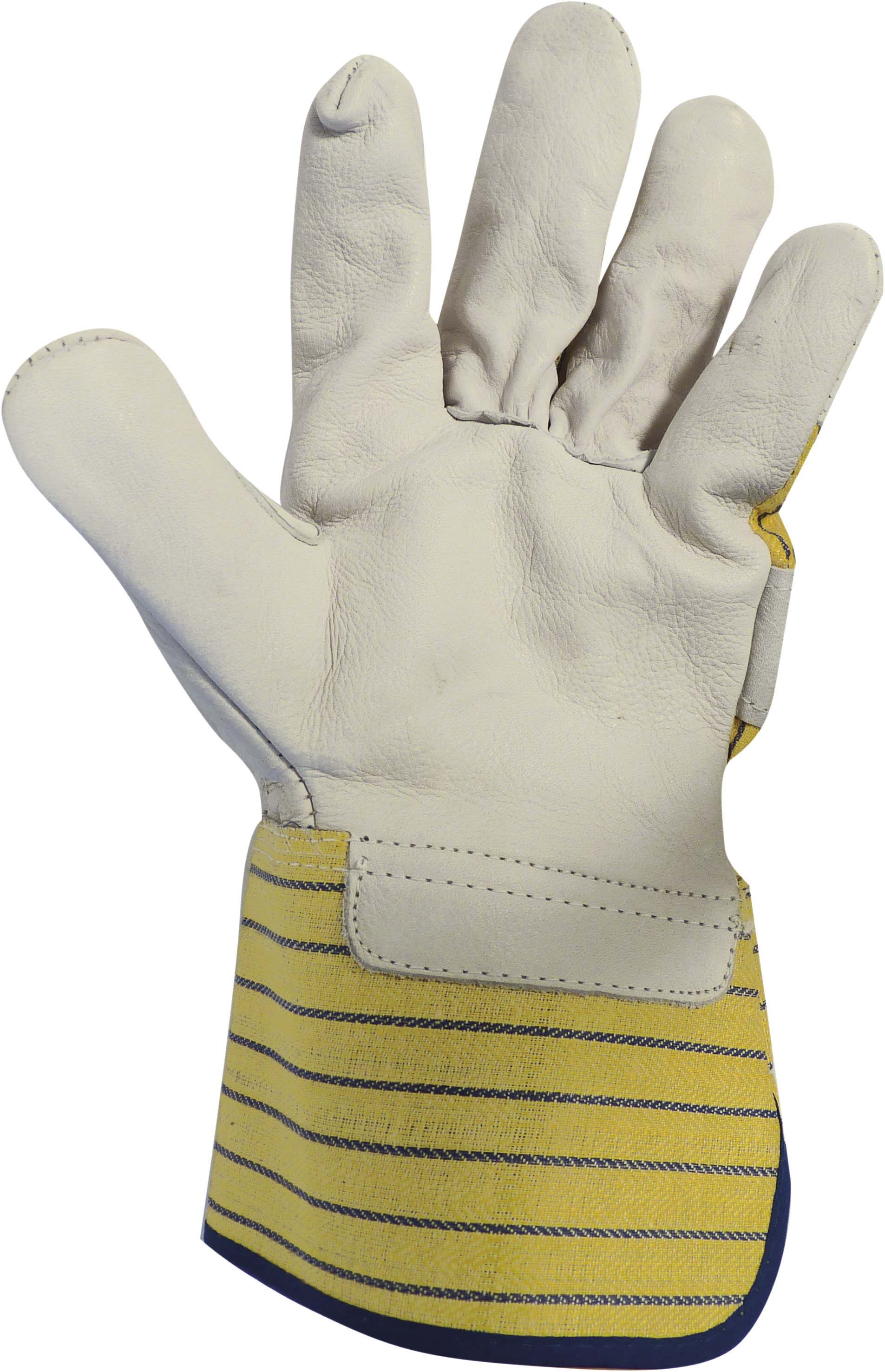 Gant paume cuir pleine fleur jaune/carte - 21009