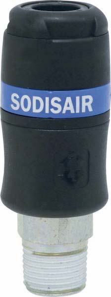 Raccord rapide femelle de sécurité passage d'air 8mm filetage mâle 1/2