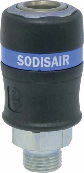 Raccord rapide femelle de sécurité passage d'air 11mm filetage mâle 1/2