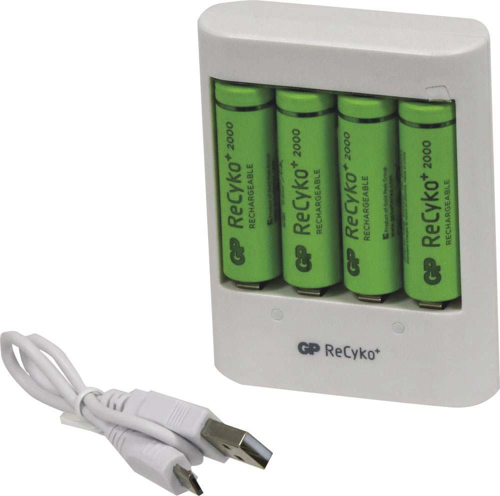 Chargeur USB Ni-Mh avec 4 piles rechargeables AA/HR06 2000mAh GP - 02581