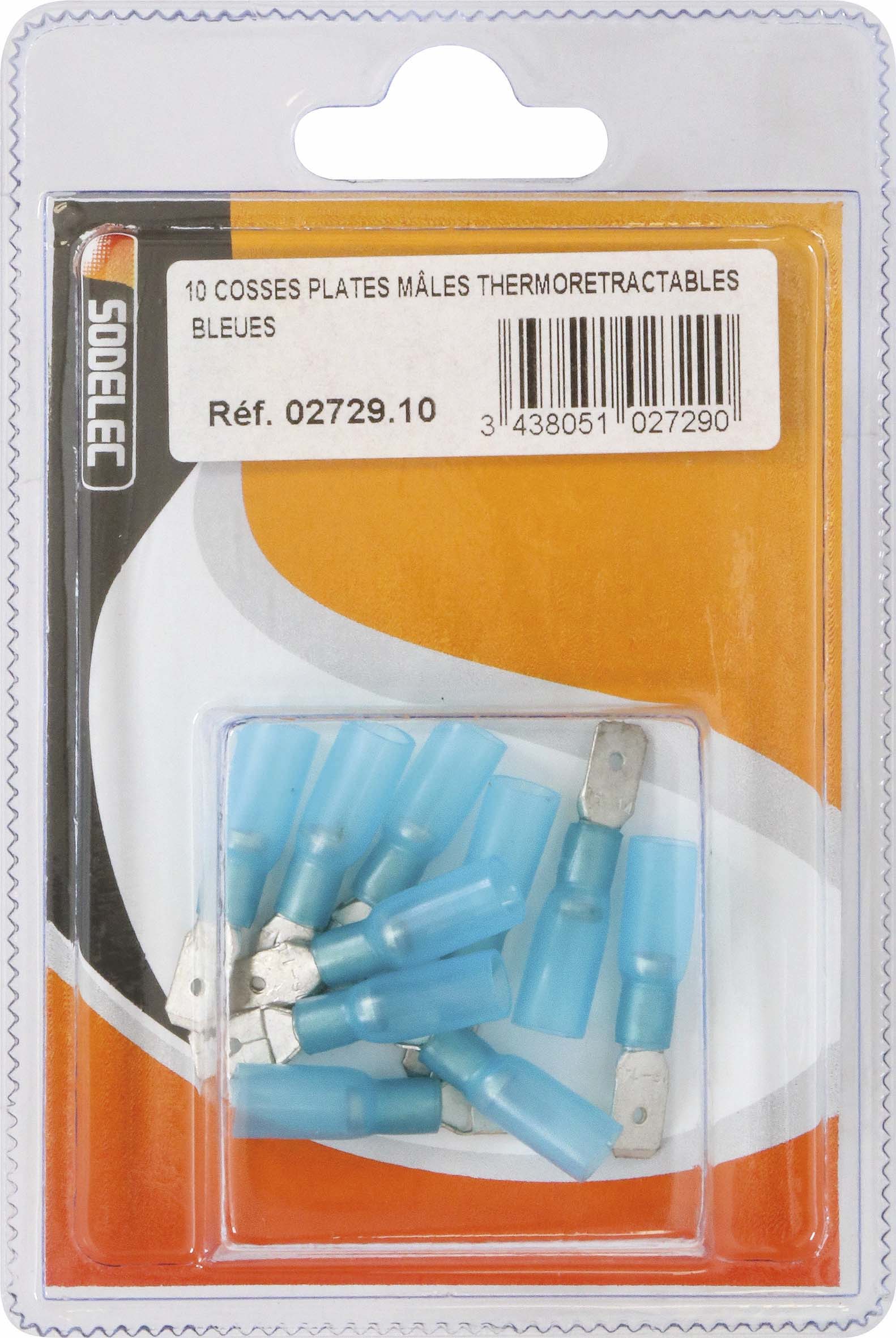 Sachet 10 cosses plates males thermoretractables bleues - 272910