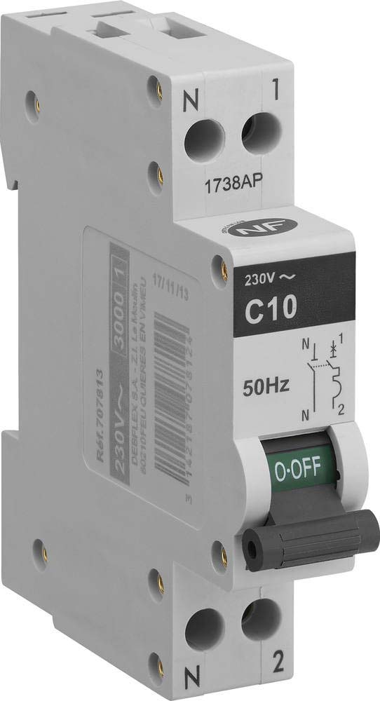 Disjoncteur PH+N modulaire pour tableau électrique - Gris - 3302
