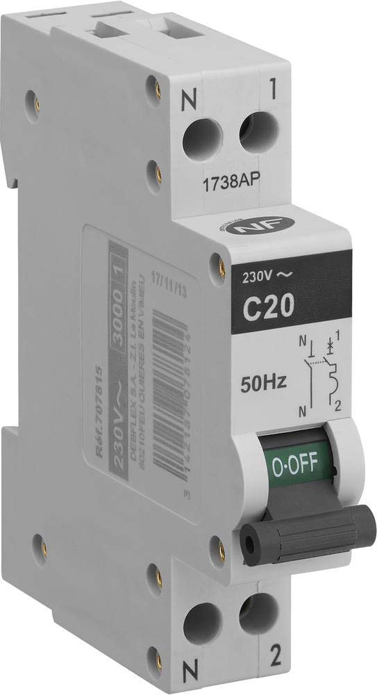 Disjoncteur PH+N modulaire pour tableau électrique - Gris - 3304