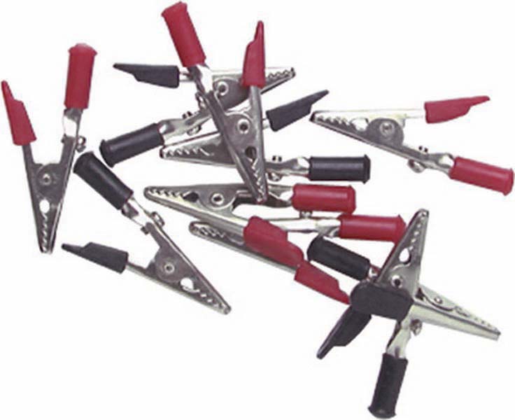 Pinces crocodiles tôle - 5 rouges, 5 noires - SODISTART - 04128