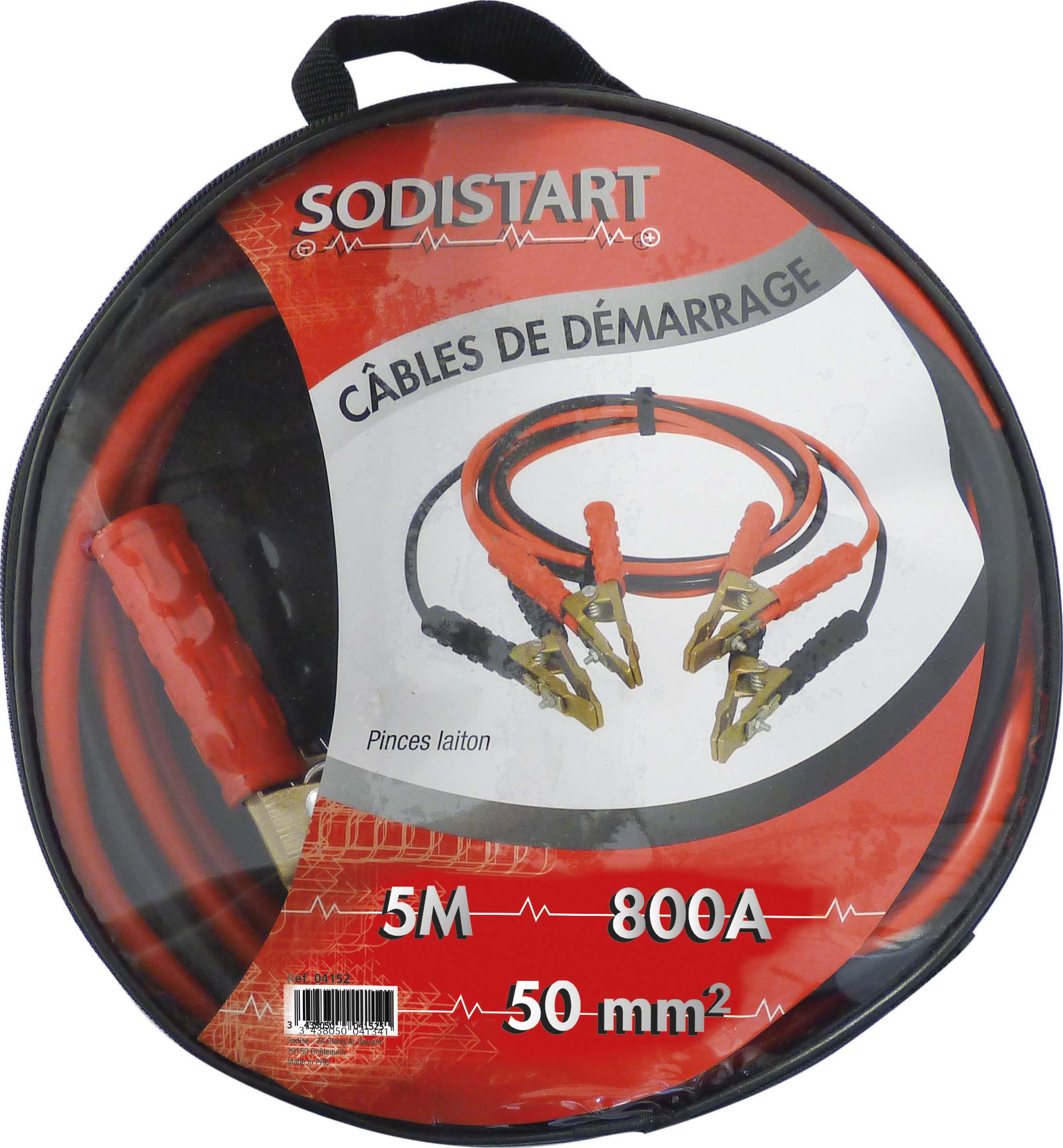 Câbles de démarrage en CCA 50mm² 2x5m 800A pinces en laiton DRAKKAR - 04152