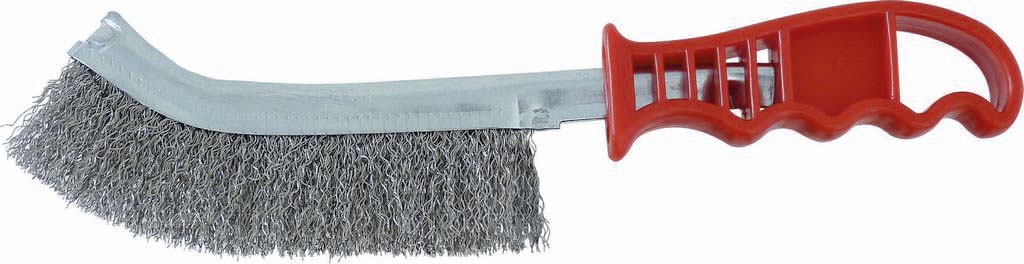 Brosse métallique convexe fil acier inox 250mm avec manche PVC - 04928