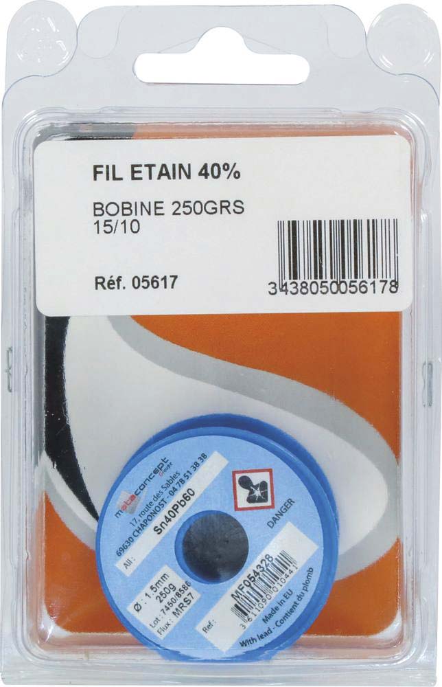 Fil etain 40% bobine 250grs 15/10/coque - 05617