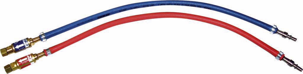 Paire de manchettes oxygène et acétylène 6,3x12mm 500mm avec raccords rapides et pare-flamme GCE CHARLEDAVE - 05621