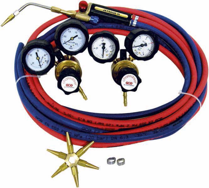 Chalumeau OXY-GAZ kit complet avec tuyaux 2x5m détendeurs/chalumeau 05723