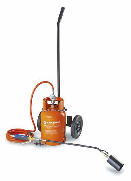 Désherbeur thermique allumage piezzo bouteille gaz sur chariot tuyau 4m KEMPER - 05795