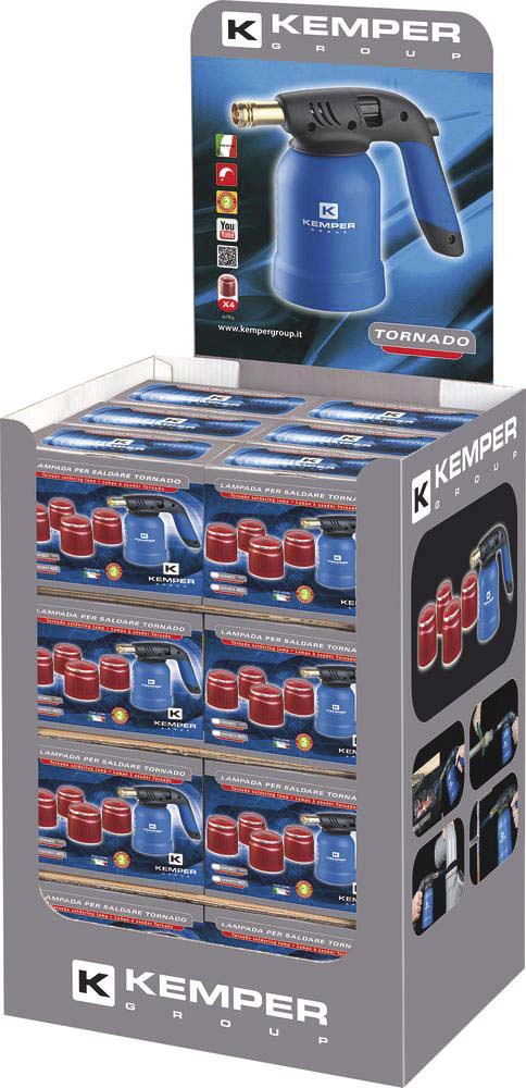 Lampe à souder avec allumage piezo avec 4 cartouches de gaz à percer 190g KEMPER - 05895