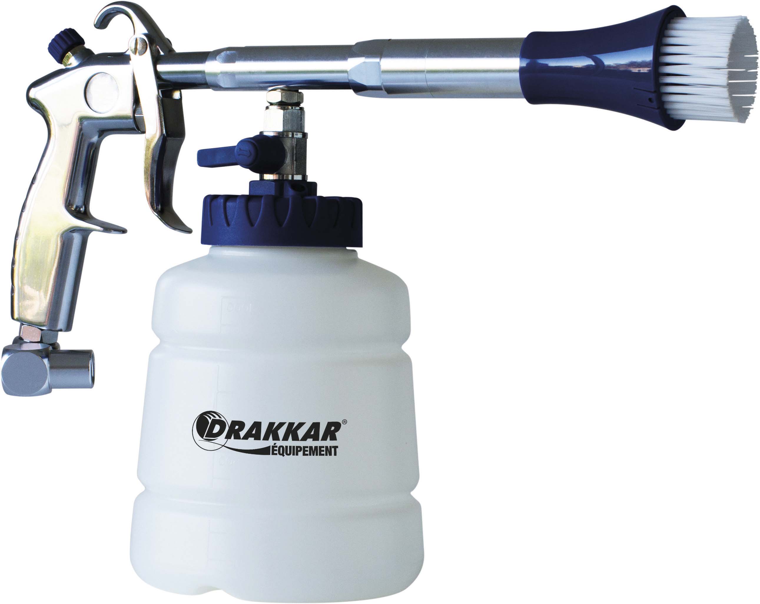 Pistolet de lavage pneumatique tête rotative avec roulement et godet PVC DRAKKAR - 06390