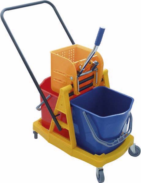 Chariot de lavage 2 seaux 15l avec presse de lavage a plat - 07311