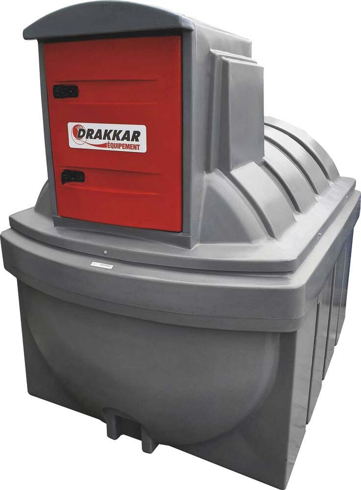 Cuve de stockage gasoil PEHD 2500L double paroi avec armoire intégrée pour station à gasoil 230V 60 l/min et pistolet automatique/compteur/filtre DRAKKAR - 08002