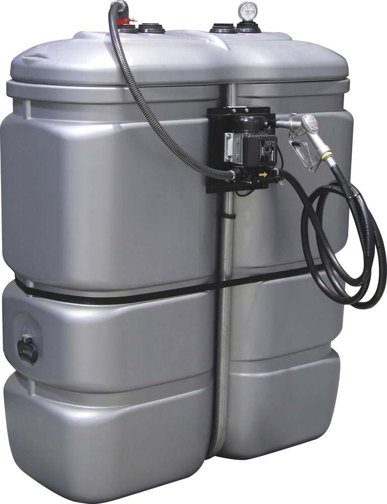 Cuve de stockage gasoil PEHD 1000L double paroi avec kit station à gasoil 230V 60 l/min DRAKKAR - 08072