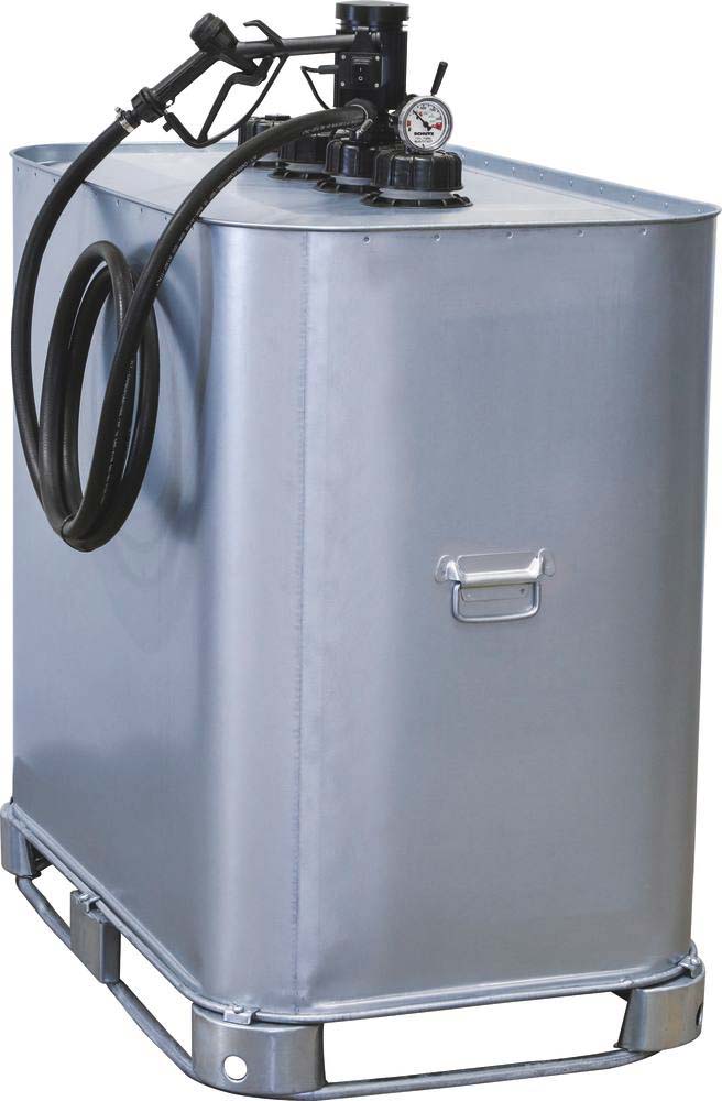 Cuve de stockage gasoil galvanisée 700L double paroi avec kit pompe à gasoil 230V 35 l/min PIUSI - 08112