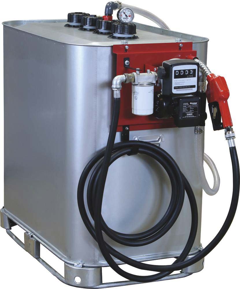 Cuve de stockage gasoil galvanisée 700L double paroi avec station à gasoil 230V 60 l/min et pistolet automatique/volucompteur/filtre DRAKKAR - 08113