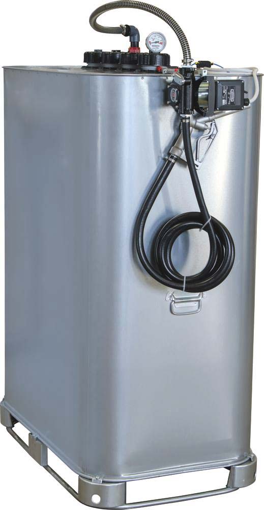 Cuve de stockage gasoil galvanisée 999L double paroi avec kit pompe à gasoil 12V 56 l/min PIUSI - 08125