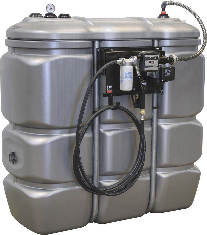 Cuve de stockage gasoil PEHD 1500L double paroi avec station à gasoil 230V 70 l/min et pistolet automatique/compteur/filtre PIUSI - 08129