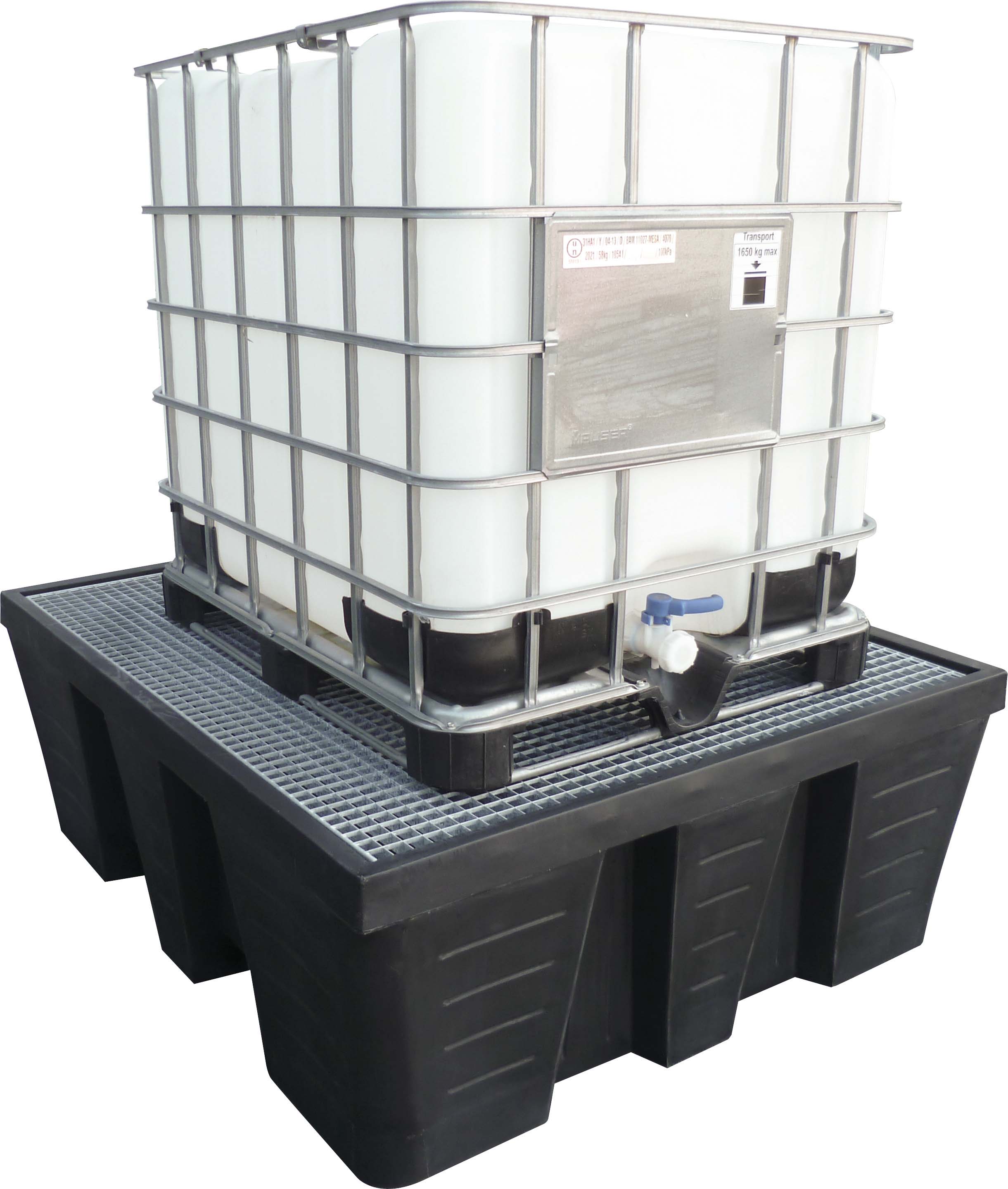 Bac de rétention 1000L PE avec caillebotis acier pour 1 IBC DRAKKAR - 08247
