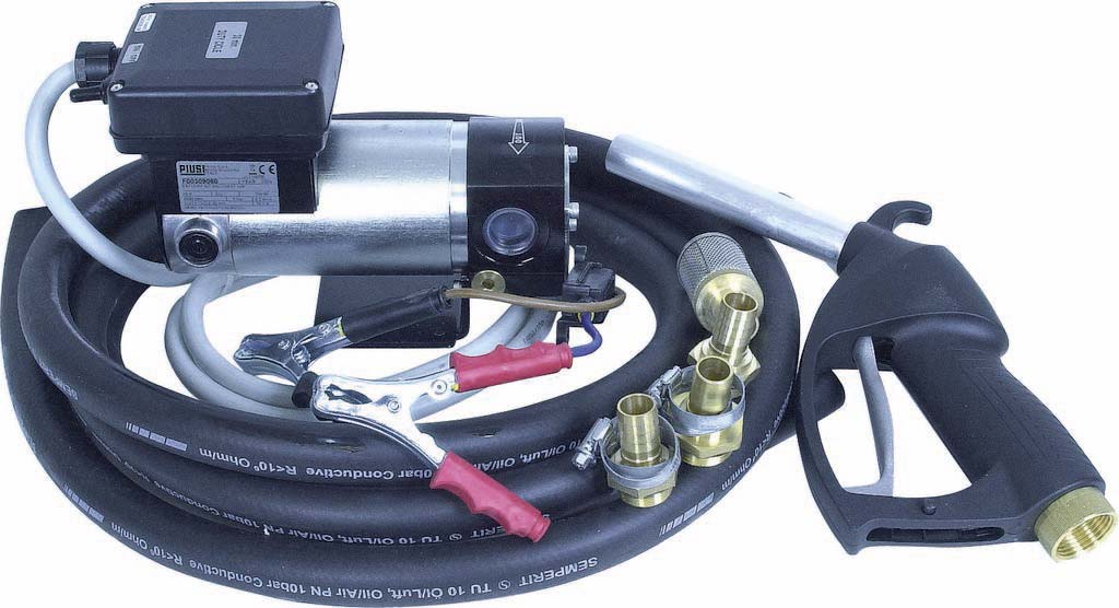Pompe à huile électrique à engrenage 12V 10 l/min - en kit tuyau/pinces/pistolet PIUSI - 08540