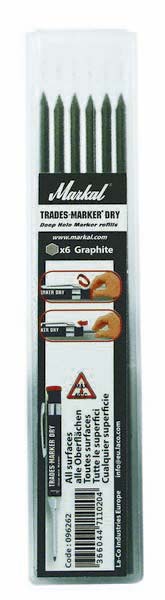 Mine de rechange graphite pour porte mine - lot de 6 pcs MARKAL - 08799