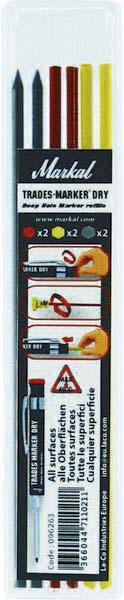 Mine de rechange graphite/rouge/jaune pour porte mine - lot de 6 pcs MARKAL - 08800