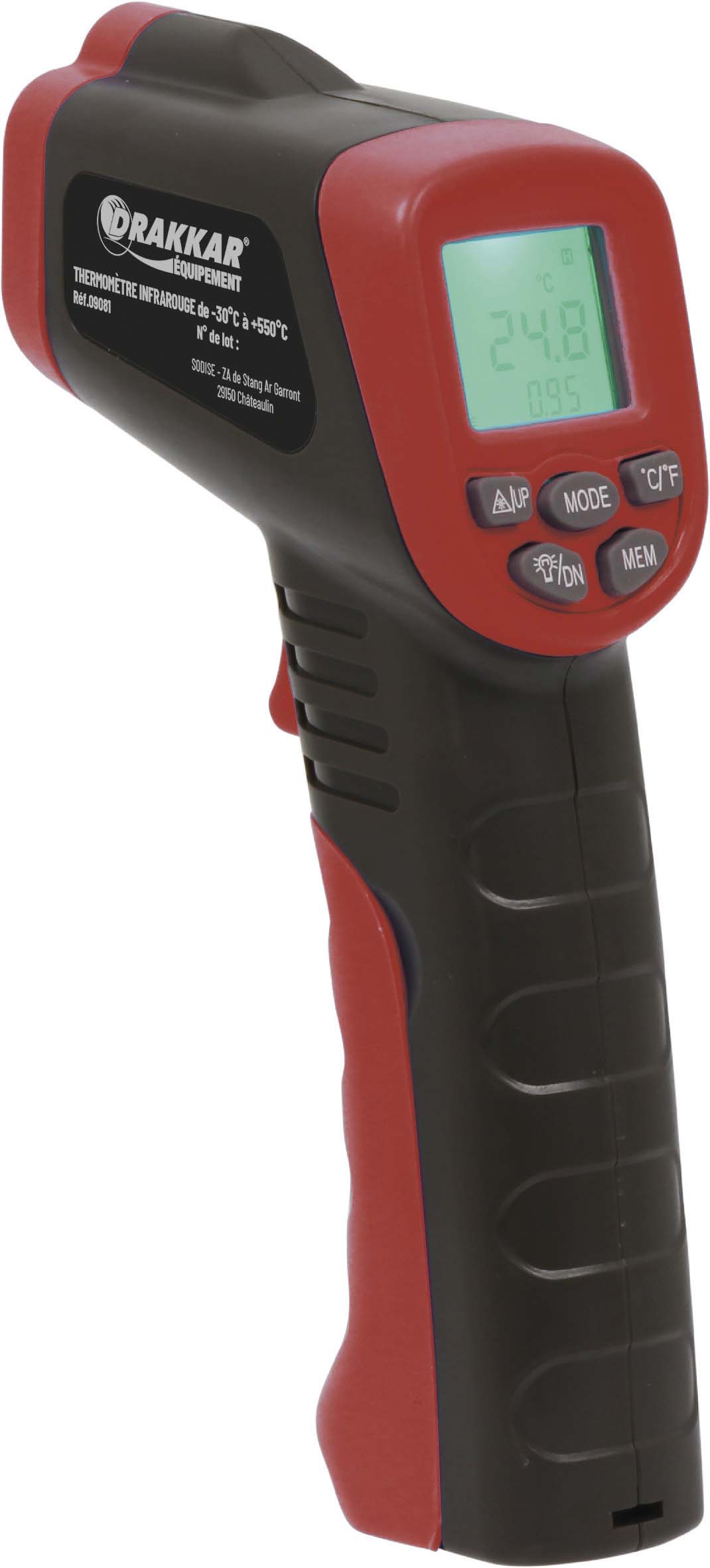 Thermomètre infrarouge -30 à 550°C DRAKKAR - 09081