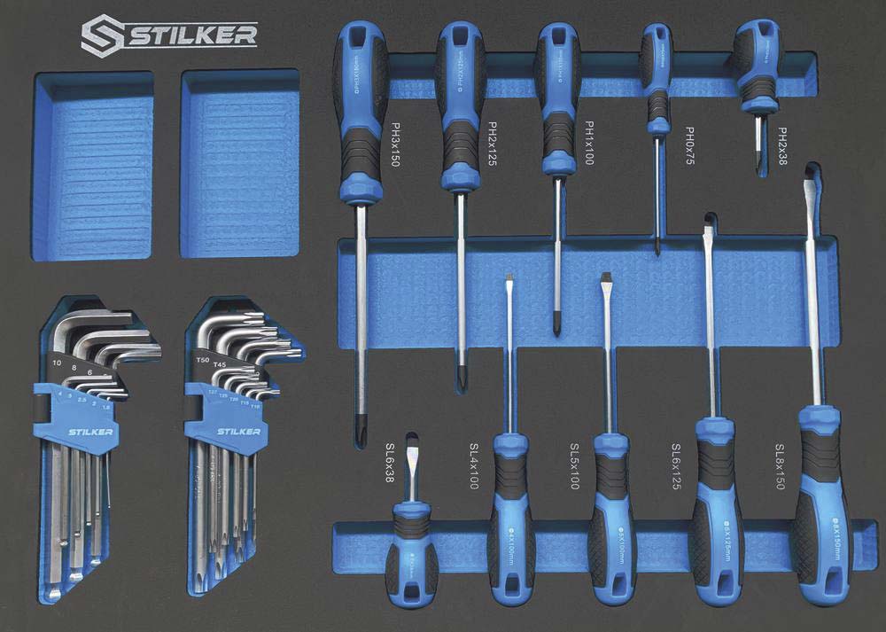 Module mousse 527x387mm tournevis, clés mâles - 28 pcs - 9603