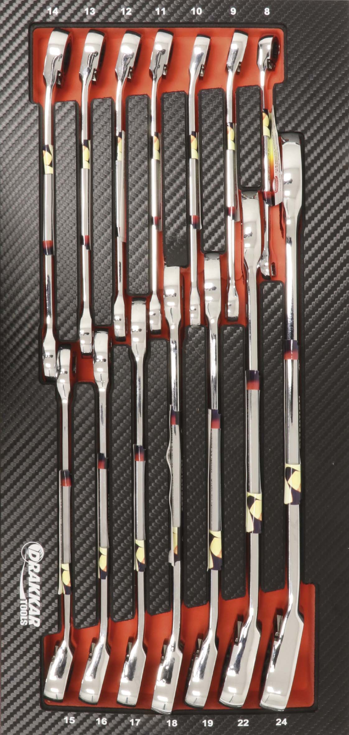 Module mousse finition carbone cles mixtes a cliquets DRAKKAR TOOLS - 09882