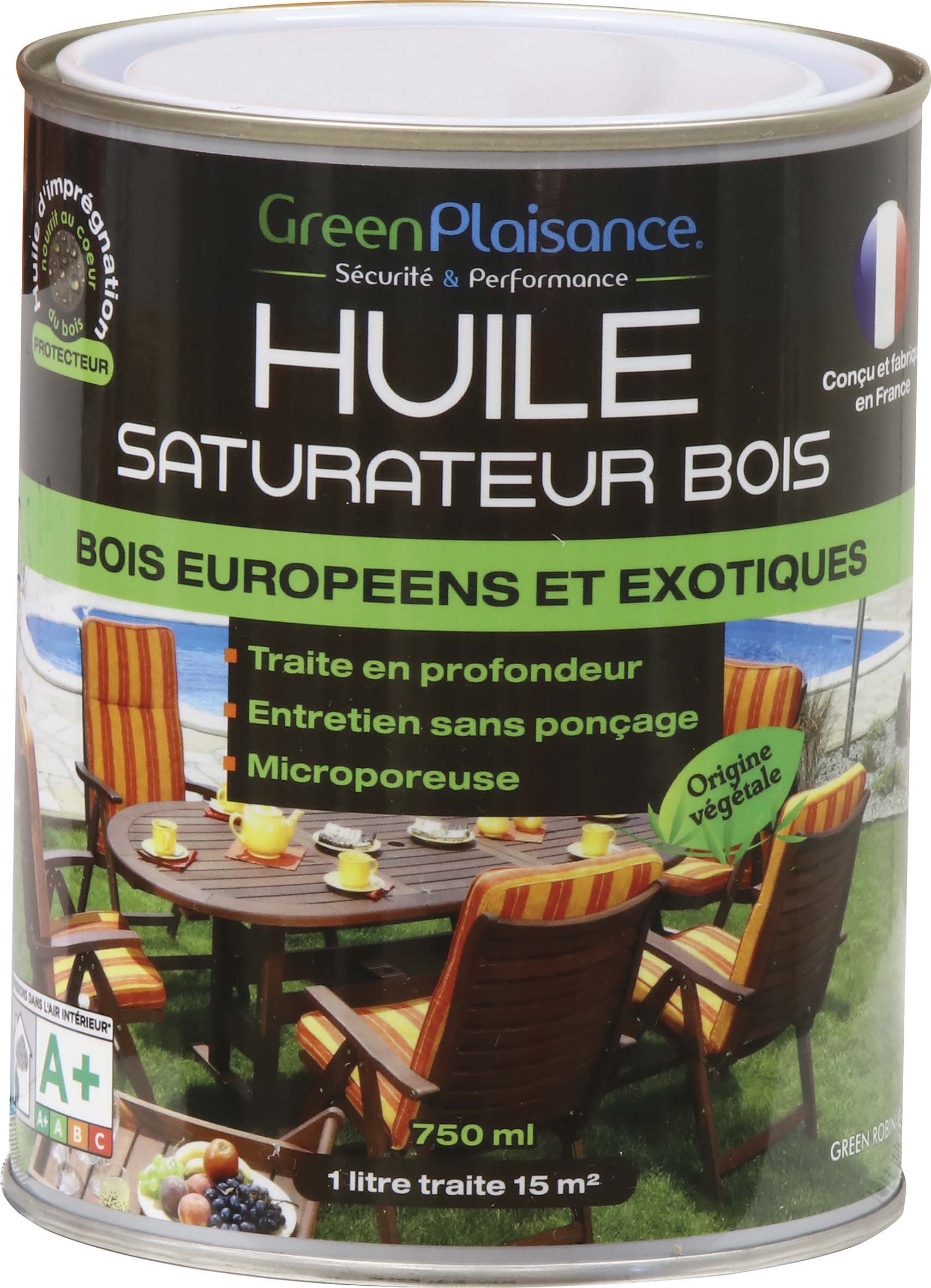 Huile saturateur mobilier bois 750ml GREEN PLAISANCE - 09937