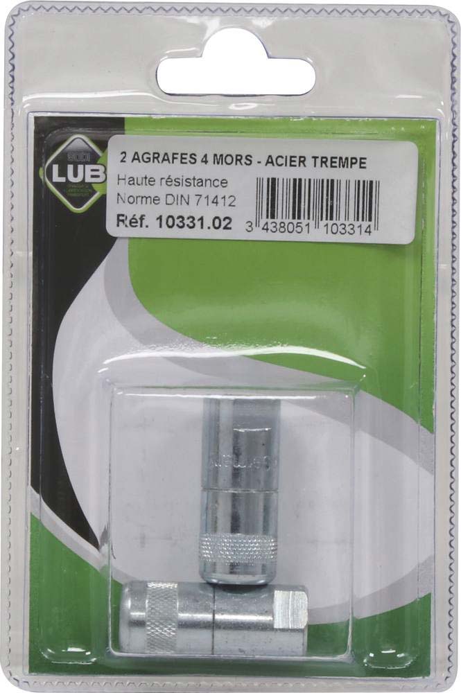 Agrafe de pompe a graisse 4 mors en acier trempé SODILUB - 10331
