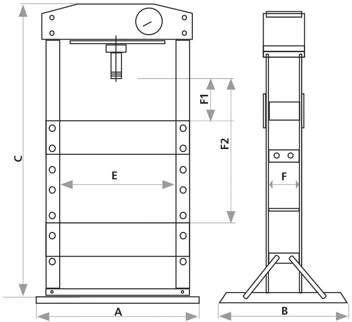 Presse d'atelier manuelle et pneumatique 45t DRAKKAR EQUIPEMENT - 10538