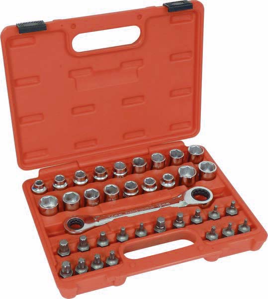 Coffret 36 douilles et embouts torx. + cle a cliquet DRAKKAR TOOLS - 10768