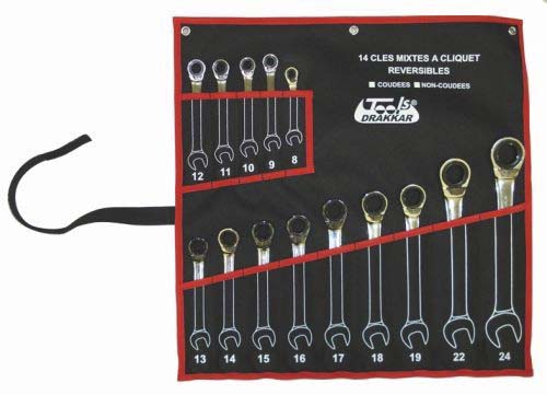 Jeu 14 cles cliquet courbees 8 DRAKKAR TOOLS - 10829
