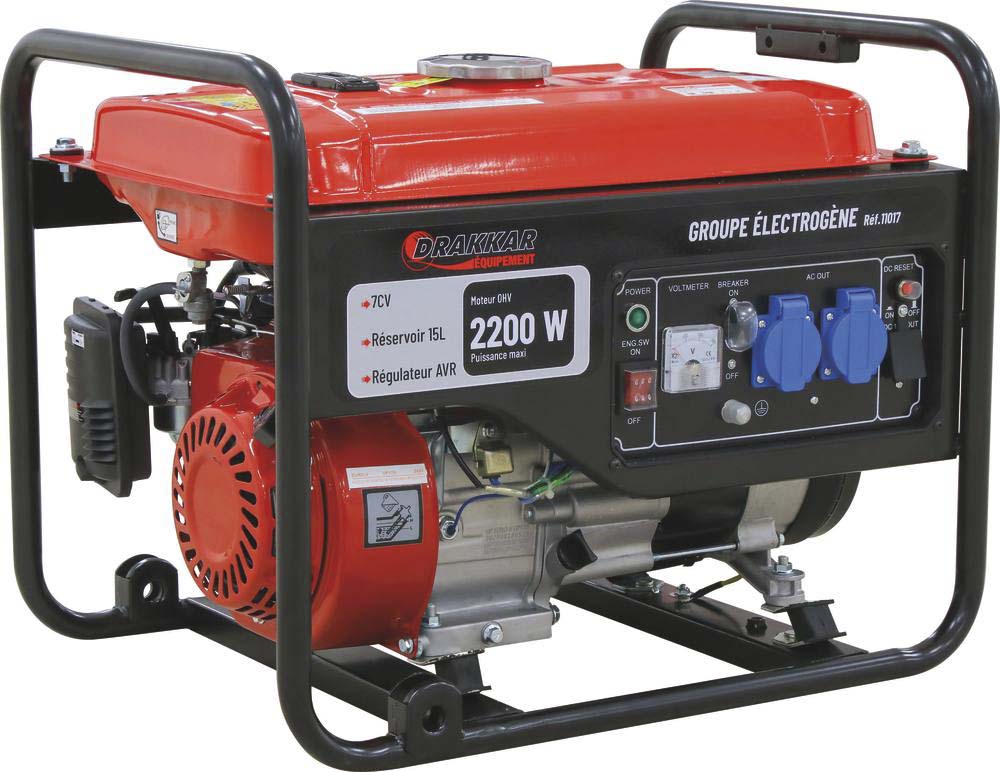 Groupe electrogene essence 2200w 7cv lanceur manuel DRAKKAR EQUIPEMENT - 11017