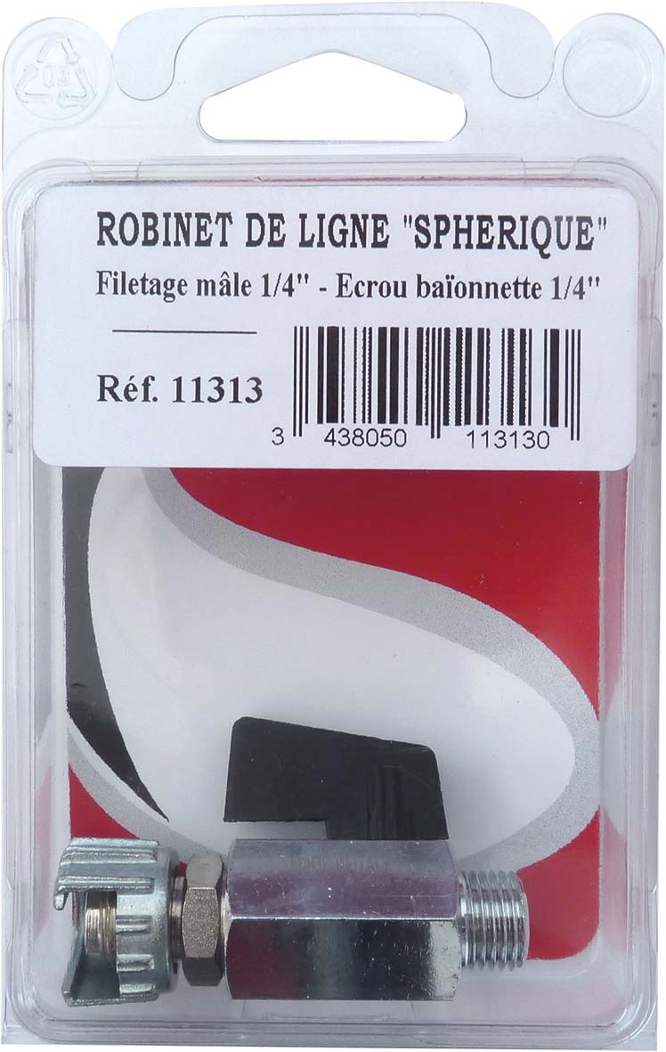 Robinet ligne fil.1/4'+ecrou/coque - 11313